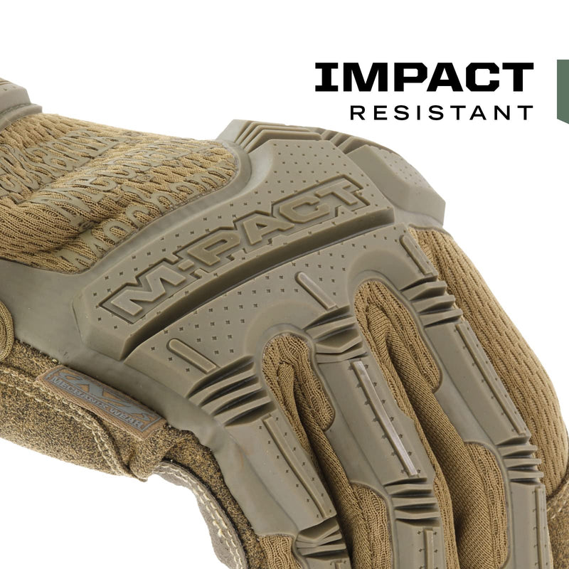 Mechanix Wear: M-Pact Tactical Gloves with Secure Fit, Touchscreen Capable Safety Gloves for Men, Work Gloves with Impact Protection and Vibration Absorption (Brown, Small) Brown