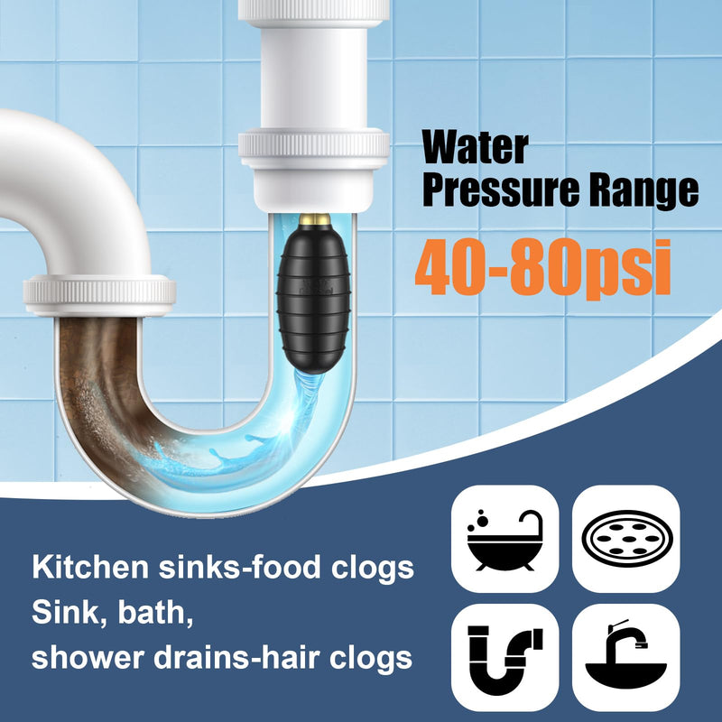 Drain Bladder, Medium Drain Cleaning Bladder Fits 1.5" to 3" Pipes, Rubber Drain Bladder Unclogger for Bathroom Sinks, Showers, Swimming Pool Drains, Kitchen Sinks and Main Drains 1.5" to 3"