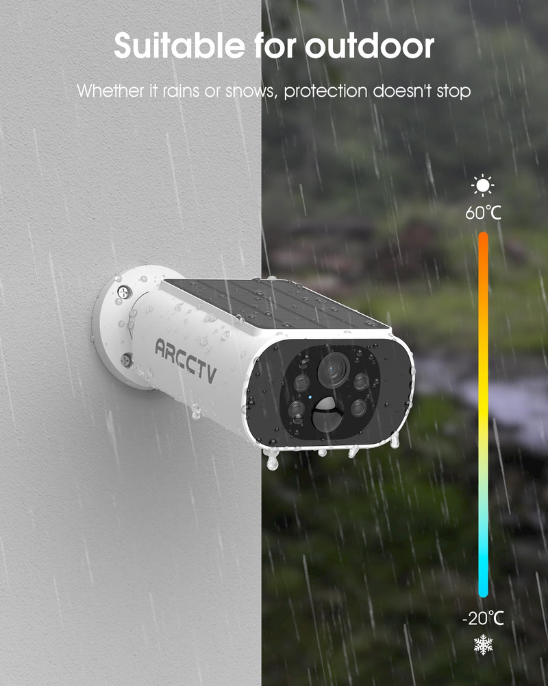 Solar Security Camera Outdoor Wireless, 4MP Battery Powered Home Surveillance Camera with Embedded Solar Panel, PIR Motion Sensor, 2.4G/5G Dual Band WiFi 1 Pack