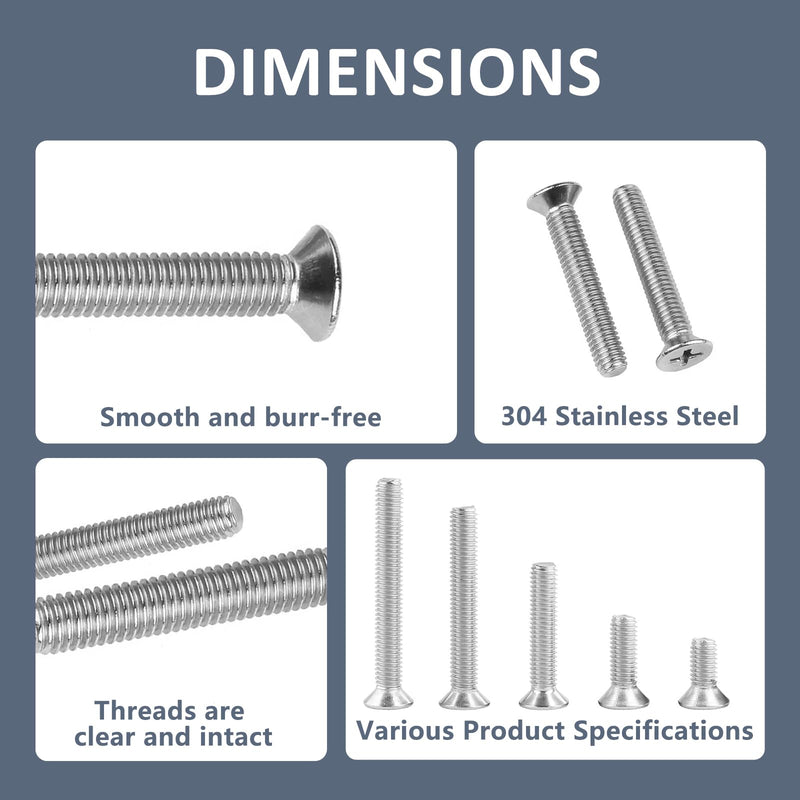 QISHENG 100 PCS #10-24X2 Stainless Steel Phillips Flat Head Machine Screws,DIY,Repair,Install Furniture and Electrical Appliances Screws,Stainless Steel 18-8 A2(304) Screw,Home Screw #10-24X2" Colorless
