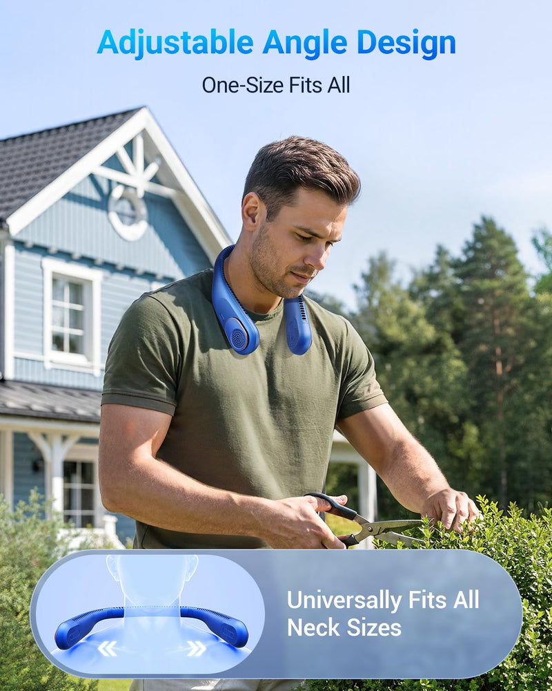 SWEETFULL Portable Neck Fan 360° Cooling Bladeless Personal Fan | No Hair Twisting - 4000mAh USB Rechargeable Wearable Fan for Travel, Birthday Gifts for Men, Women, Mom, and Dad A1 Blue
