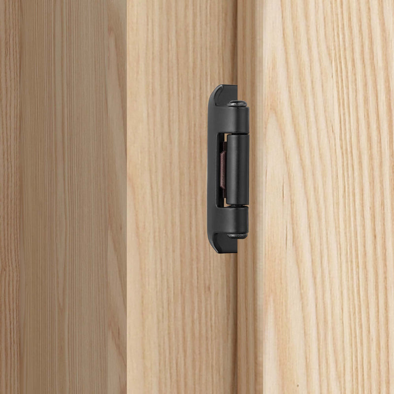 4 Pack (2 Pair) Matte Black Cabinet Hinges for Kitchen Cabinet Door, Partial Wrap Self Closing 1/2" Overlay Kitchen Cabinet Hinges, Semi Hidden Cabinet Hinge for Cabinet Doors 4