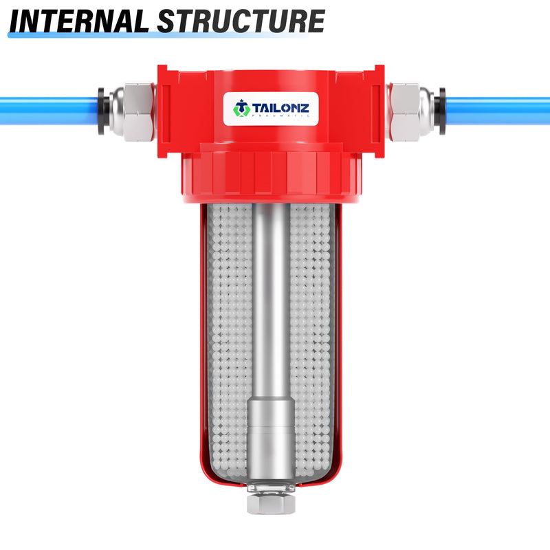 TAILONZ PNEUMATIC 0-150PSI 1/2 Inch NPT Aluminum Alloy Carbon Desiccant Air Dryer, Compressor Air Dryer, Water Vapor Separator, Polyethylene Bowl 1/2 Inch NPT/Carbon Desiccant