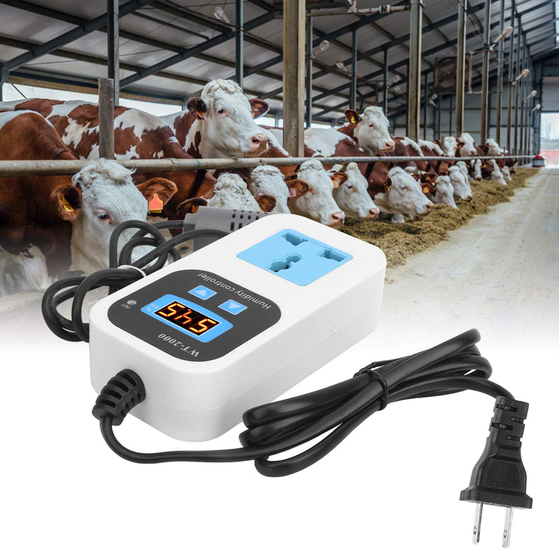 Digital Humidity Controller 0-99% RH Hygrostat with Sensor Outlet 110-220V for Humidifier Dehumidifier HVAC (US Plug) US Plug
