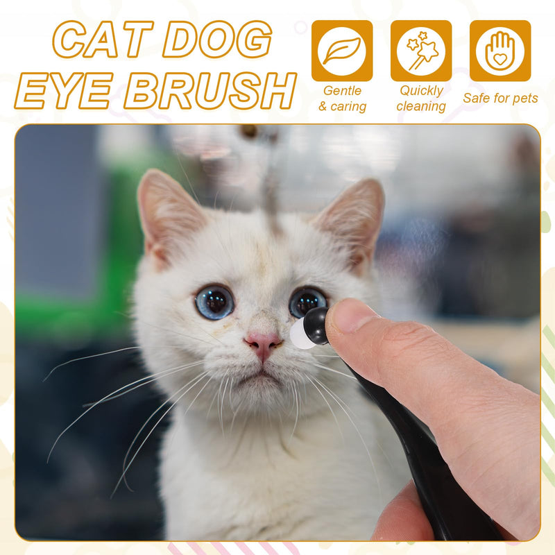 Cat Dog Eye Brush, Soft Washable Fiber Tapered Bristles, Tear Mark Remove Ergonomic Plastic Handle, (Black,6 Pcs), Intended for Dogs/Cats/Small Pet Eye Cleaning Black