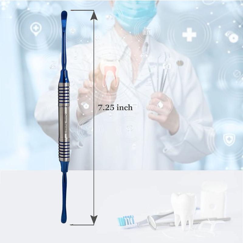 Periosteal Dental Elevator FREER Oral Implant Double Ended Instrument Sharp/Blunt Ends, O.R Grade Stainless Steel Hollow Handle Blue Titanium Coated Surgical Dental Ophthalmic Instruments