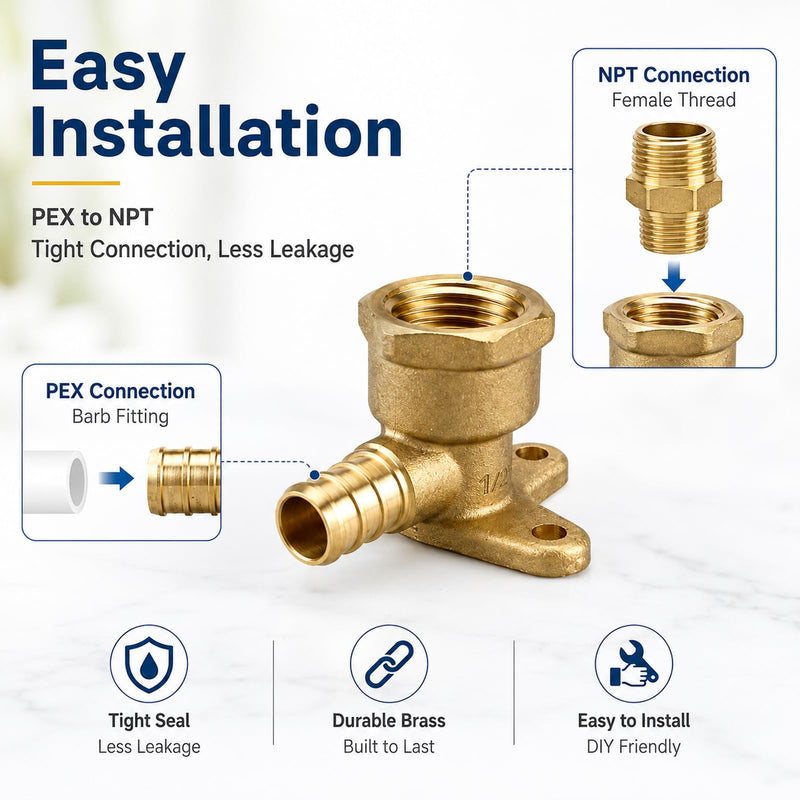 Drop Ear Elbow Threaded Fitting,PEX 1/2" x 1/2" NPT Female 10 Pack 10 Pack 1/2 " x 1/2 " Female NPT Drop Ear Elbow