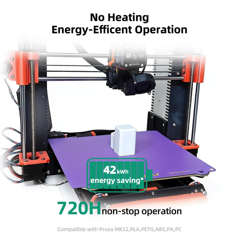 FYSETC 0.5 mm PEI Sheet for Prusa MK4S MK4: Upgraded MK52 Conweb Cold Plate Double Texture PEI Easy to Remove Prints Keep Printing 720H Energy Saving 42kwh Purple