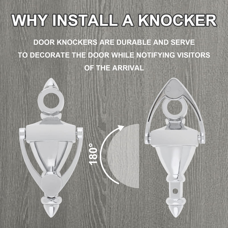 Door Knocker and Viewer, 5 Inch Height Knocker, 180-Degree View Angle Peephole, 9/16 inch Bore, for 1-3/8" to 1-7/8" Thickness Door (5 inch, Brushed Nickel)