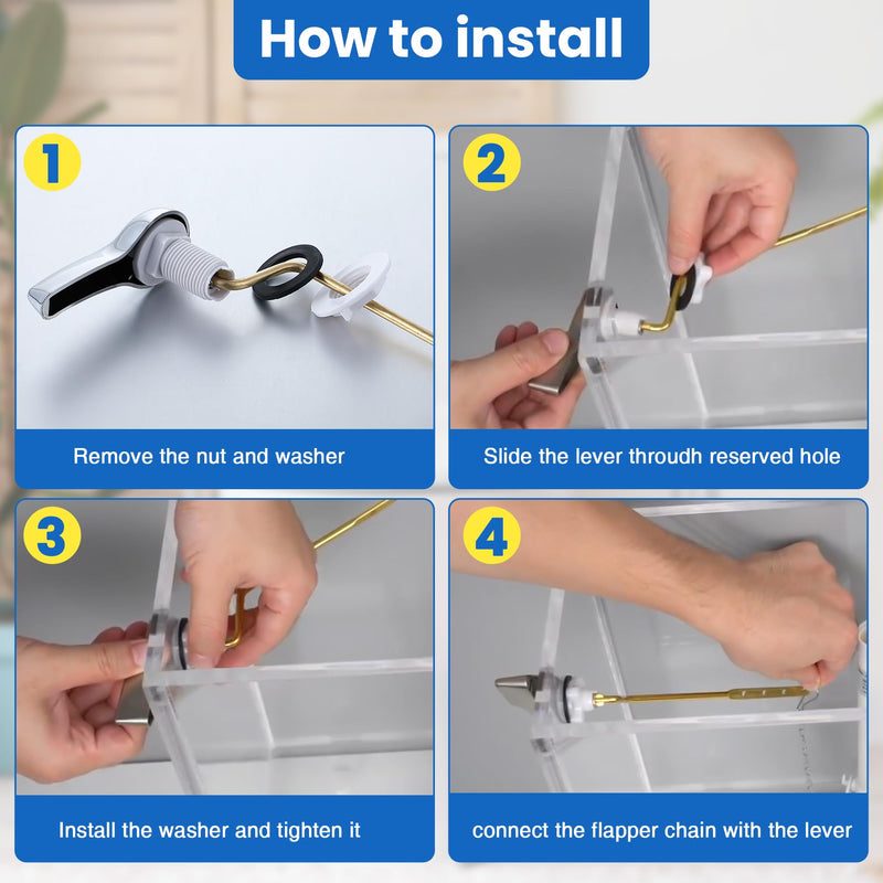 Saillong Universal Toilet Tank Replacement Kit, Include Toilet Fill Valve, 2 Inch Low Flow Toilet Rubber Flapper, Side Mount Toilet Flush Brass Handle(Dark Grey, Black,1 Set) Dark Grey, Black 1