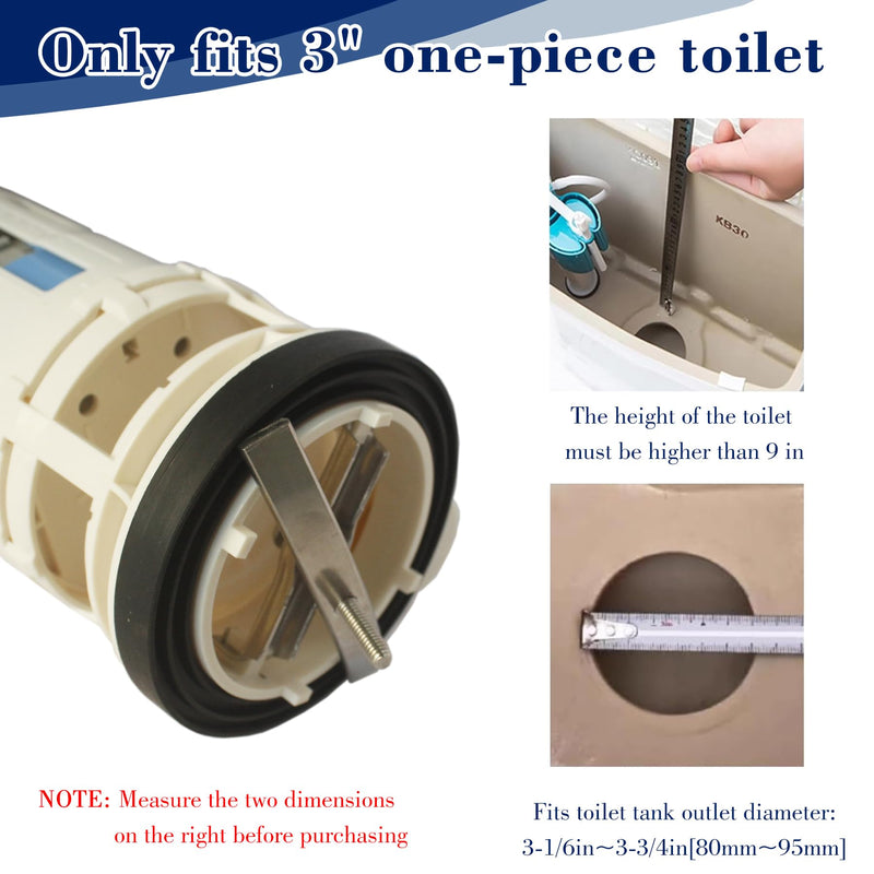 3 Inch Toilet Flush Valve for One-Piece Toilet, Dual Flush Valve Replacement Toilet Repair Kits Compatible with Glacier Bay/Fluidmaster