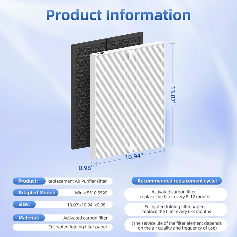 5510 5520 5530 Replacement Filter Q For Winix 5510 Air Purifier (1Set) 5510/5520 - 1+1