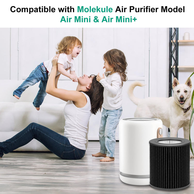 2 Pack Air Mini PECO-HEPA Filter Replacement Compatible with Molekule Tri-Power Air Mini and Air Mini + Air Machine, 3 in 1 Efficient Filtration System with Activated Carbon 2 Pack Air Mini Filter