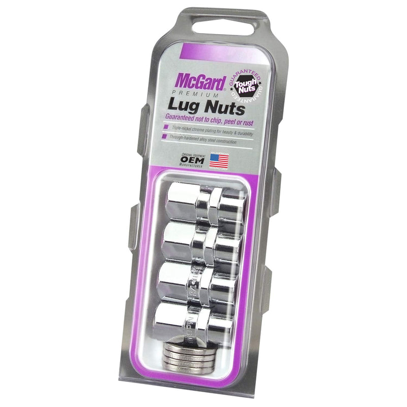 McGard 60129 Chrome Racing .490" Shank Style Lug Nut Set (M12 x 1.5 Thread Size) - Set of 4