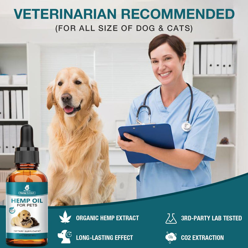 1 Packs Pet Неmр Oil for Dogs and Cats- Anxiеty, Stress Pain Holistic Inflammation Relief - for Joint Hip Аrthritis, Calming Oil Drop, Organic Pets Treats 1-Pack