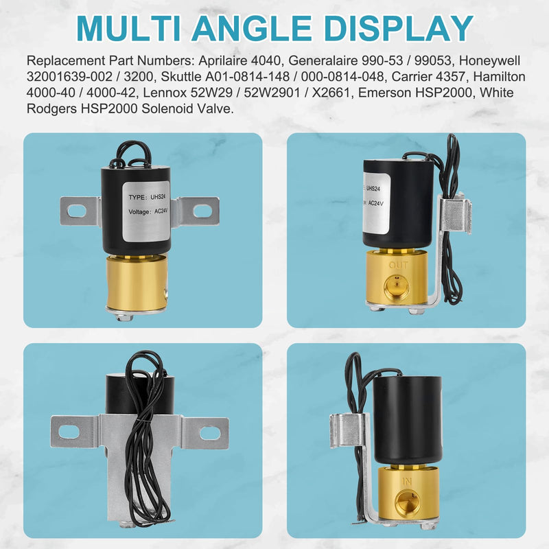 UHS24 Universal Humidifier Solenoid Valve,24 Volts Humidifier Solenoid Valve Fit for Aprilaire General Honeywell Skuttle Humidifier Replacement 990-53 4040 HE220 HE225 HE260 HE265