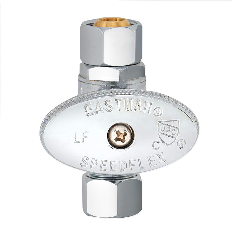 Eastman Retrofit Quarter Turn Stop Valve, 3/8 Inch OD x 3/8 Inch Female Compression, Chrome Plate, 10734LF