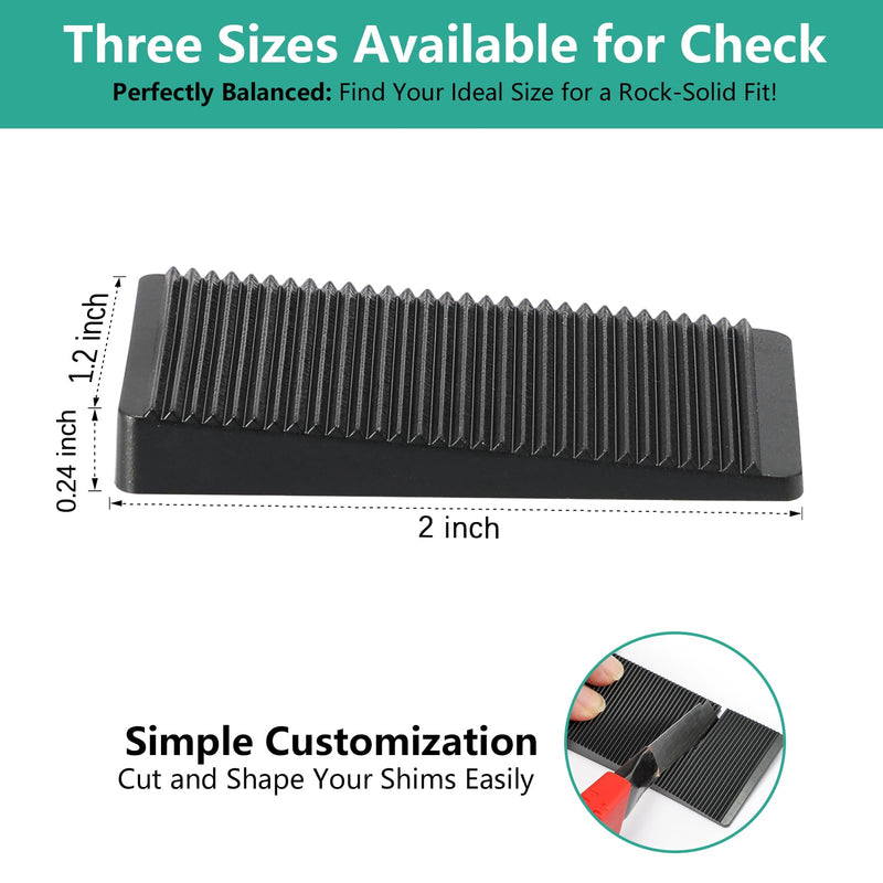 Furniture Leveler 12pcs Kit Size Variety | Multi-Purpose Rubber Shim for Leveling Feet Stable | Anti-Wobble Pad for Uneven Table, Dresser Leg, Toliet and More Furniture | Prevent from Wobbling 2.0*1.2*0.25inch Black-12pcs