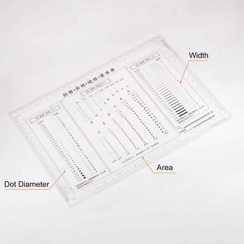 HARFINGTON High Precision SEC Size Estimation Chart 270x180mm Transparency Flaw Detection Film Ruler for Diameter Area and Line Width Defects Measuring