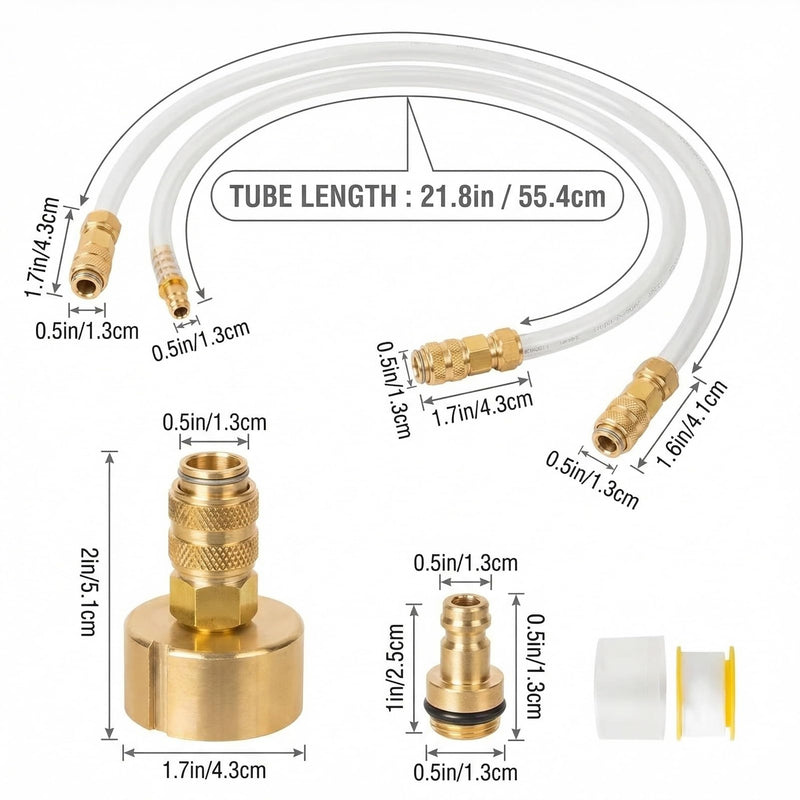 Hydraulic Steering Bleed Kit, Complete Boat Hydraulic Steering Kit with Brass Fittings for Easy Power Steering Fluid Flush, Leak-Free Bleeding Control for Marine Steering-Systems (21.6 Inches)