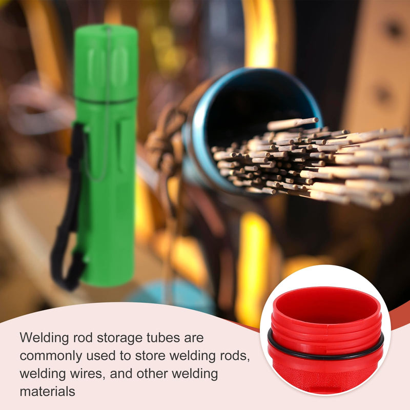 MECCANIXITY 2pcs Welding Rod Storage Tube, 14 Inch Tungsten Electrode Holder Container Airproof Waterproof 4.5kg Capacity with Strap, Red