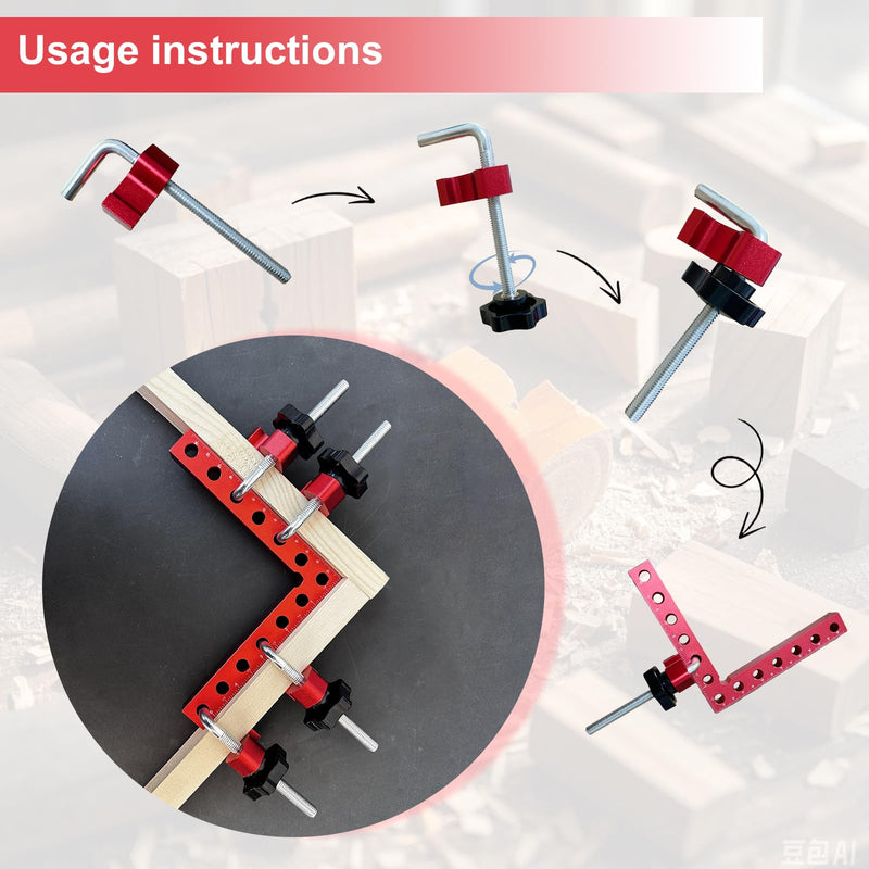 Corner Clamp for Woodworking, 4 Pcs 90 Degree Right Angle Corner Clamps, Premium Aluminum Alloy 5.5"x5.5" Squares for Precise Positioning & Clamping, Ideal for Cabinet & Picture Frame Assembly 4 Pcs Right Angle Clamps