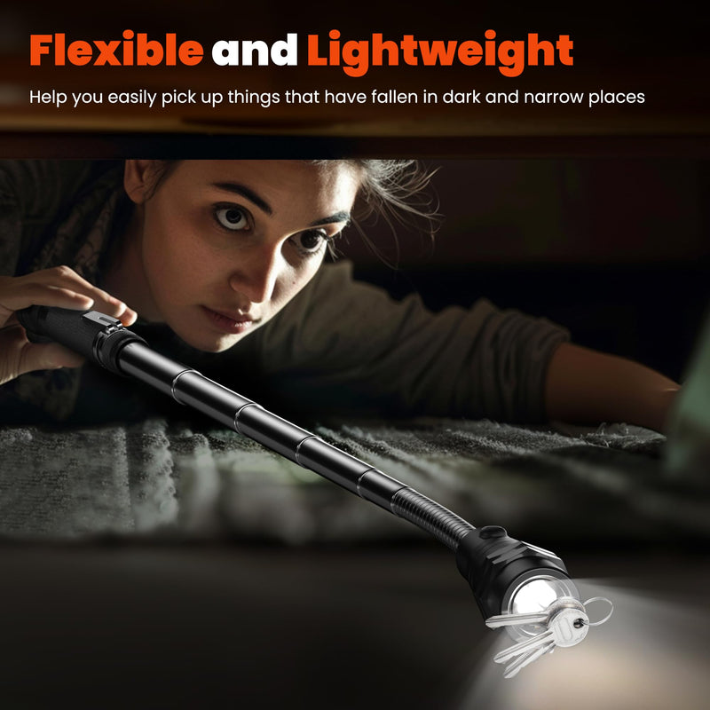 LED Magnetic Pickup Tool, Extendable and Flexible Magnetic Flashlight with Telescoping Magnet Pickup Tool, Magnet Flashlight for Precision Work, Cool Gadgets idea for Men, Husband, Father