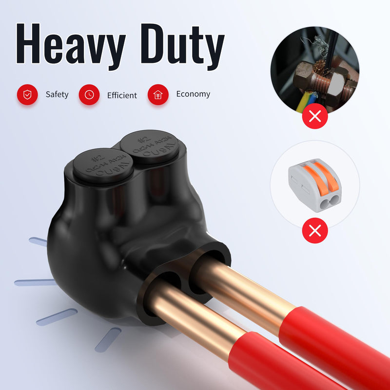 2 Port Insulated Connector Multi Tap Connector 2-14 AWG Aluminum to Copper Wire Connectors Single-Sided Entry Slotted Allen Hex - 6 Pack 6PCS 2 port 2-14 AWG