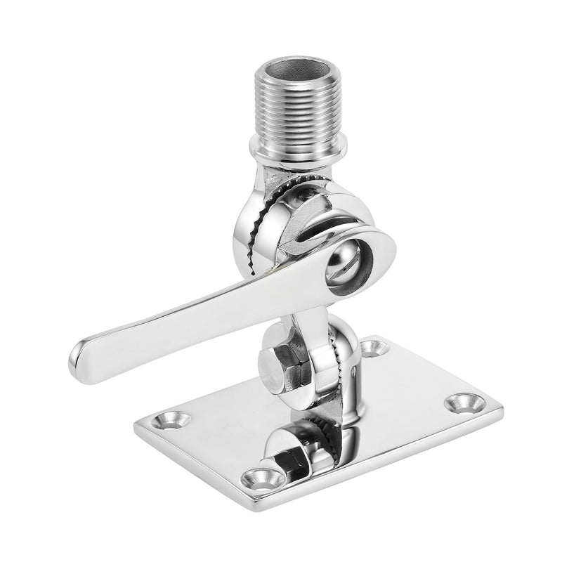 Marine VHF Antenna Mounts, 316 Stainless Steel Ratchet VHF Antenna Mounts, Adjustable Boat Antenna Mount Mirror-Polished, Include Screws