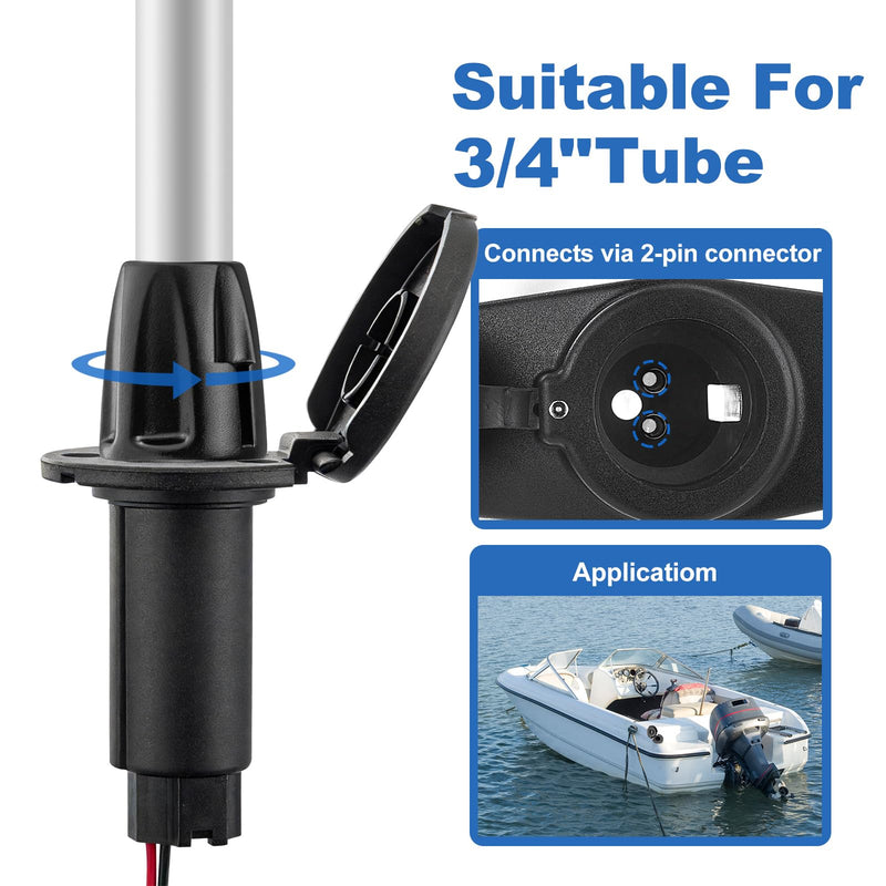 Boat Stern Light Base,Anchor Light Base,Waterproof Navigation Lights for Pontoon,Marine,Yacht,Jon Boat (Threaded 90 Degrees) Threaded 90 degrees