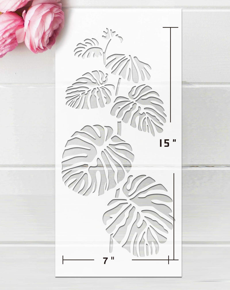 GSS Designs Wall Art Green Leaf Painting Wall Stencil (3 Pack) - Plants Stencils for Painting on Wall Canvas Furniture Floor Fabric(8x17Inch) - Reusable Stencils Template for Artwork Painting (SL-080)