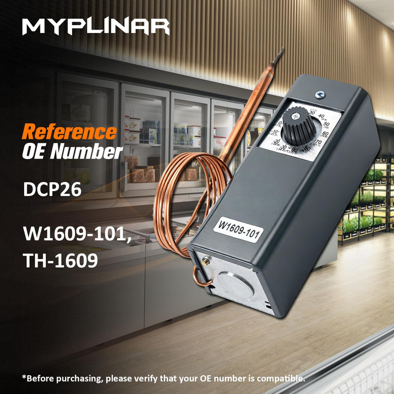 W1609-101 Refrigeratior Thermostat Temperature Controller, from -30 Degrees F to 90 Degrees F (-34 °C to 32 °C), 5 Ft Capillary Remote Bulb Controller, Temperature Control for freezers & Coolers