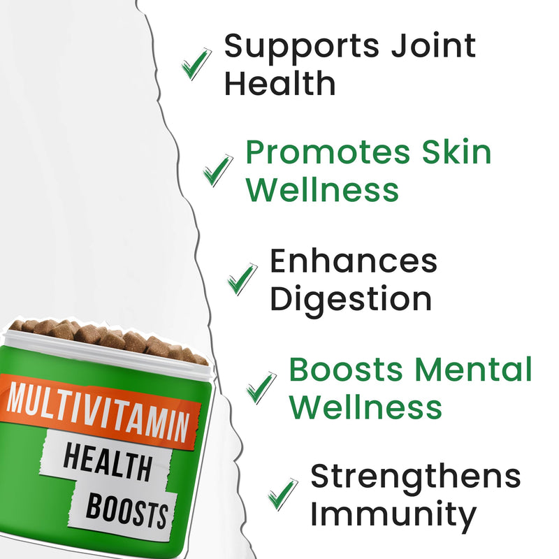 Dog Multivitamin Chewable Supplement - Vitamins + Glucosamine, Omega, Probiotics - Hip & Joint Support, Skin & Coat, Gut Health - Adult & Senior Treats Chicken 120 Ct - PawsPlanet Australia