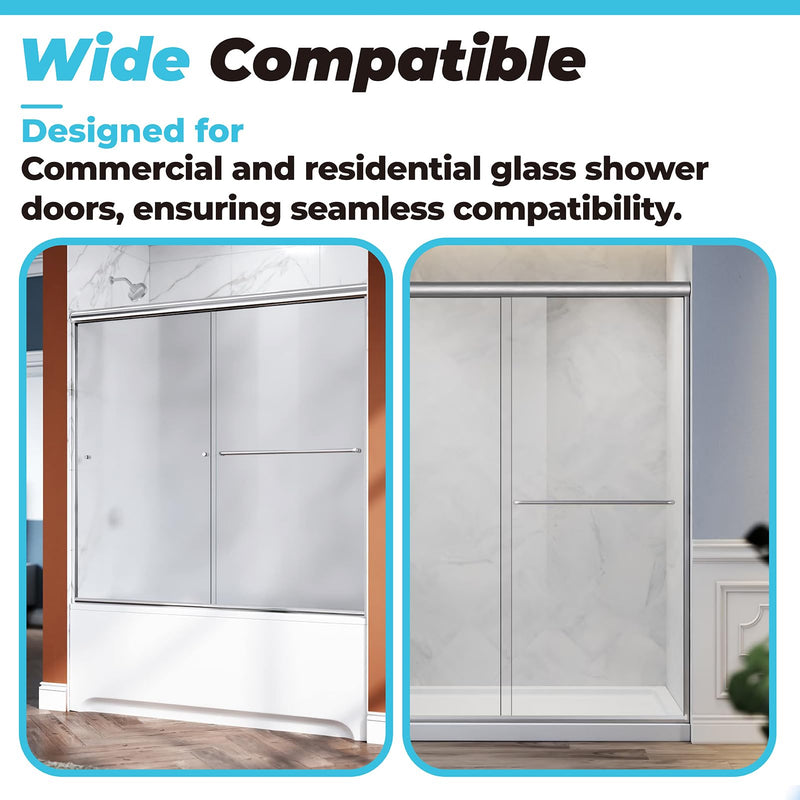 PalpitateC 24" Glass Shower Door Towel Bar fit for Commercial and Residential Glass Doors, Stainless Steel Sliding Shower Door Handle with Chrome Surface Treatment, 1 Pack