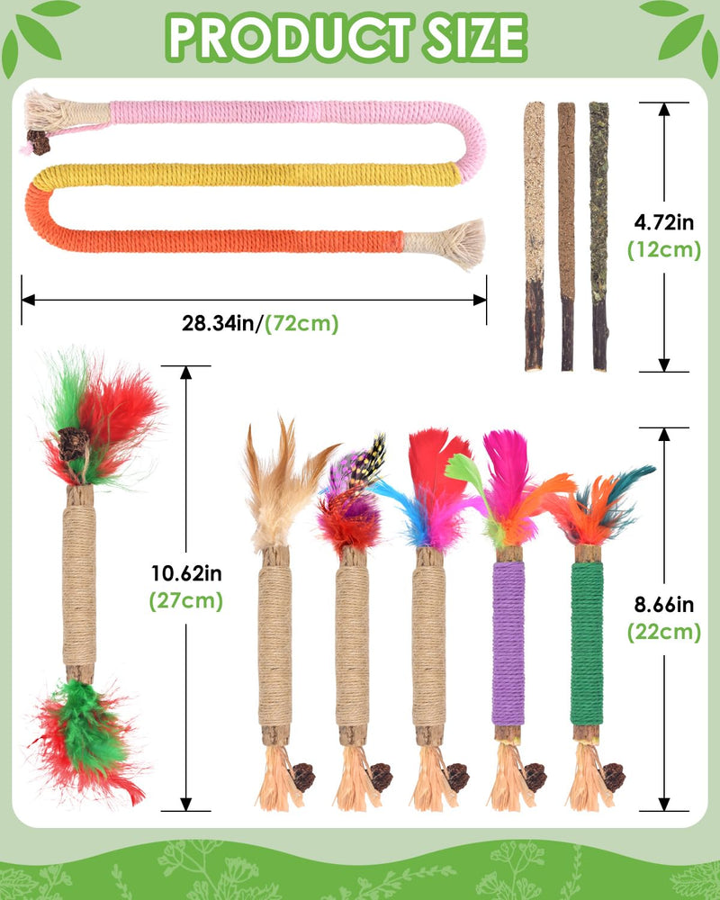 TINDTOP Cat Chew Toys, Silvervine Chew Sticks with 2 Pack Chew Ropes | for Kittens Teeth Cleaning, Increase Appetite, Aggressive Chewers Cat Dental Toy 14 Pack