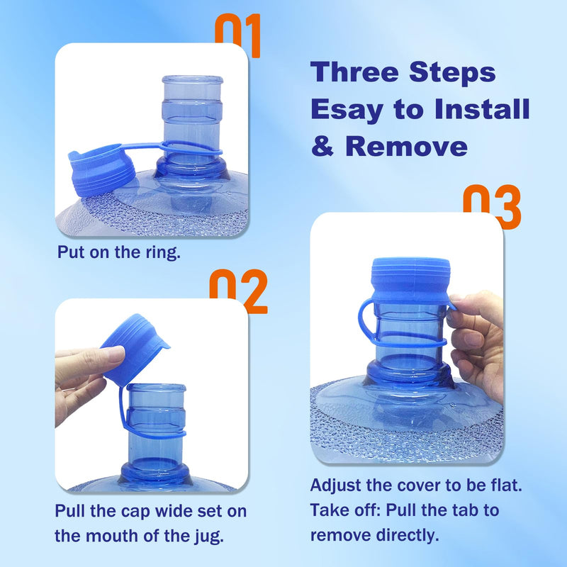 【4 PCS】 3 & 5 Gallon Water Jug Cap - 55mm Reusable Food Grade Silicone Water Bottle Cap for Standard/Screw/Crown Tops, Water Dispenser Replacement Lids, Non-Spill & Leak Free - 4 Pack