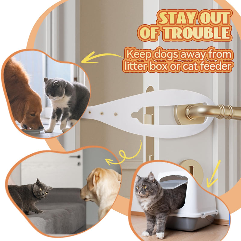 TGIOW Cat Door Latch, 2 Pcs Cat Door Stopper Pet Door Latch to Keep Dog Out of Litter Box and Food, Door Prop for Cat with 5 Adjustable Size Strap 2.5-6" Wide, No Measuring, Easy to Install, White 2pcs-white