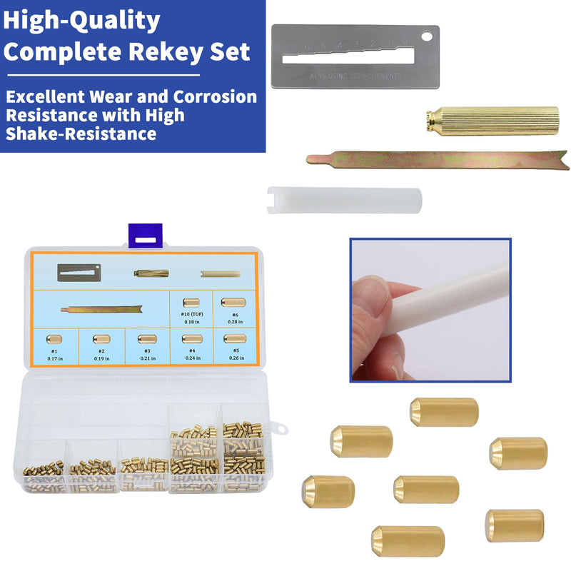 Rekey Kit for Kwikset Locks Compatible with Kwikset Rekey Kit, Door Lock Pinning Kit for Home Security, with Bottom Pins, Follower, Removal, (1-6, 50 Each) DIY Rekey Kit