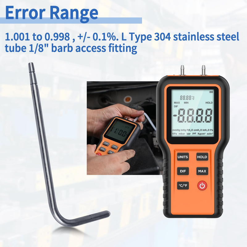 304 Stainless Steel Static Tube Pressure Probe Fit for Perfect-Prime AR1890 and AR168 Professional Digital Air Pressure Meter（PT1301）