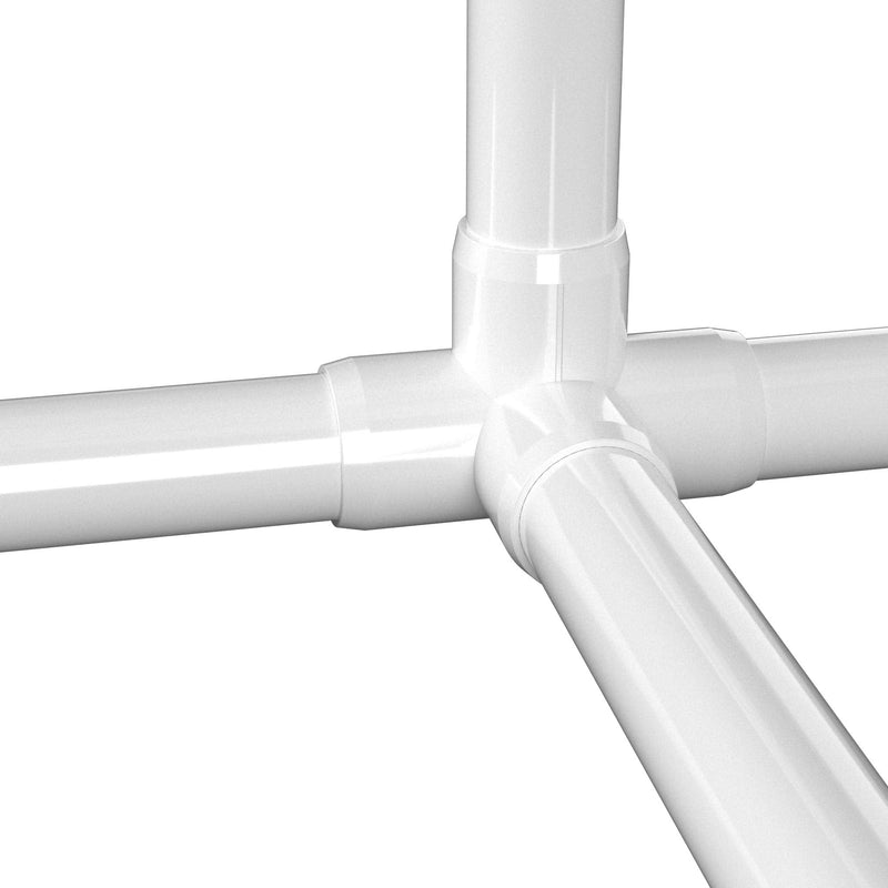 FORMUFIT 3/4" 4-Way Tee Furniture Grade PVC Fitting in White, Made in USA, UV-Resistant, Impact-Proof, 1.050" Actual Socket Diameter, (8-Pack) - F0344WT-WH-8