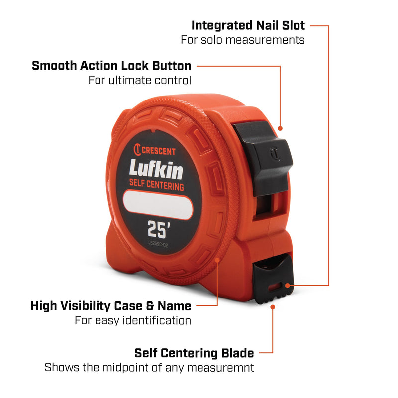 Lufkin 25' Self-Centering Power Tape - L625SC-02