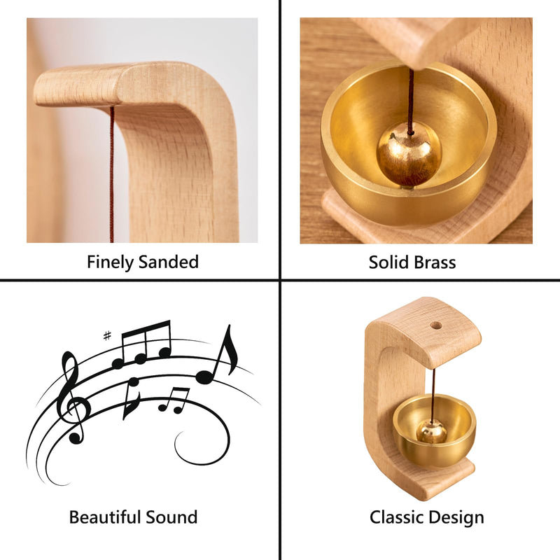 Artisan Shopkeepers Bell Doorbell for Door Opening, Magnetic Wood Wind Chime for Door Garden Restaurant Room Light