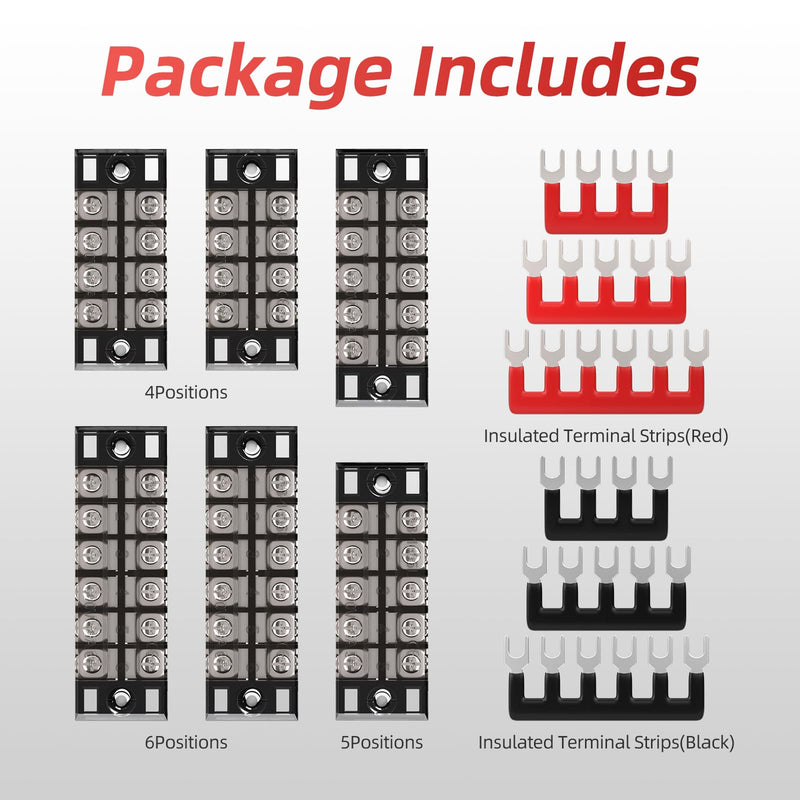 APIELE 15A Screw Terminal Block 4/5/6 Position Dual Row Covered 400V 15A Pre-Insulated Terminal Barrier Strips (6PCS 15A 4P/5P/6P+6PCS Wiring Strips) 6PCS 15A 4P/5P/6P+6PCS Wiring Strips