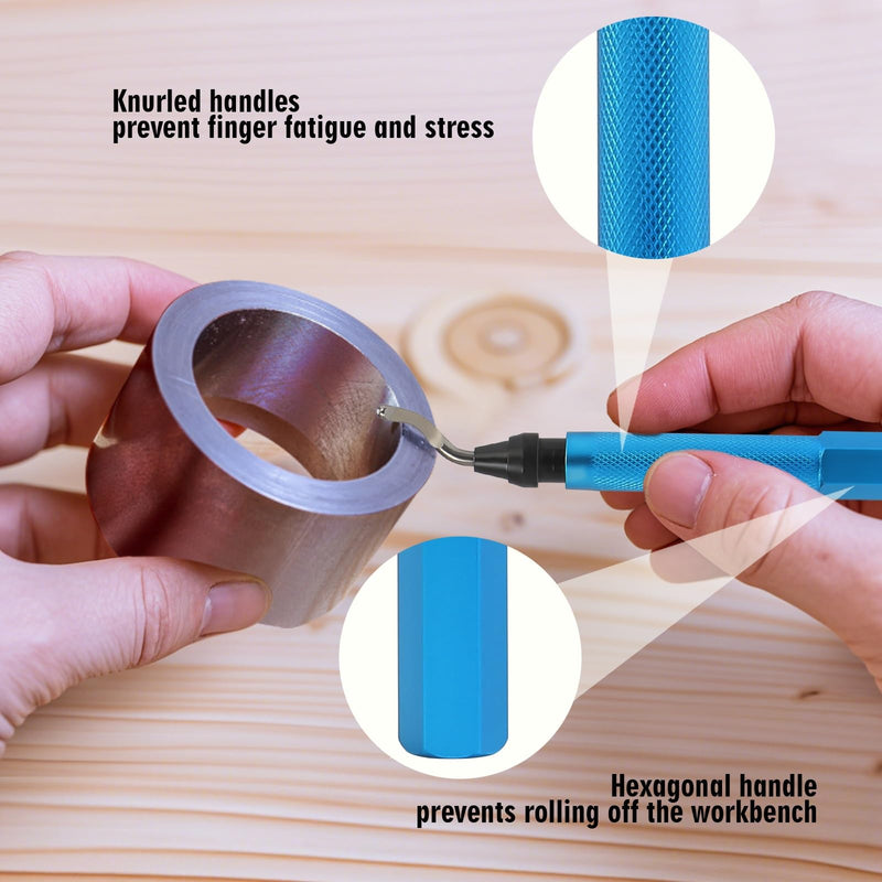 Deburring Tools,7pc,High Grade Swivel Blades,Metal Handle Deburr Tool for Metal, Resin, PVC Pipes, Copper, Plastic and 3D Printed,Hole Internal Chamfer Tool Removing Burr 7pc Deburr
