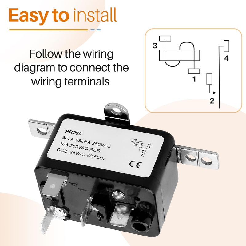 APFR-290 90-290 24V AC Heavy-Duty Fan Relay – Single Pole SPST – Isolated AC Switch for HVAC blowers, humidifiers, Goodman blowers, Heat sequencers – Includes Universal Bracket（1 Pack） (1)