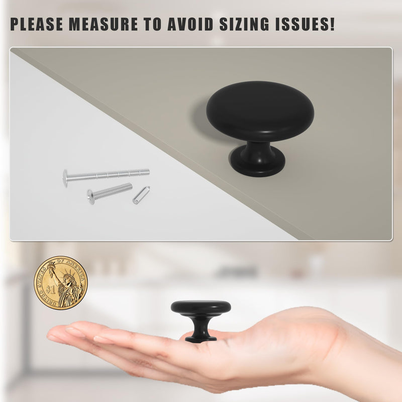 18 Pack Cabinet Knobs 1-1/4", Matte Black Drawer Pulls Barn Door Handle | Rust-resistant lightweight pulls for kitchen, bathroom, dressers, closet & cupboard. Bifold barn door hardware, easy install 18