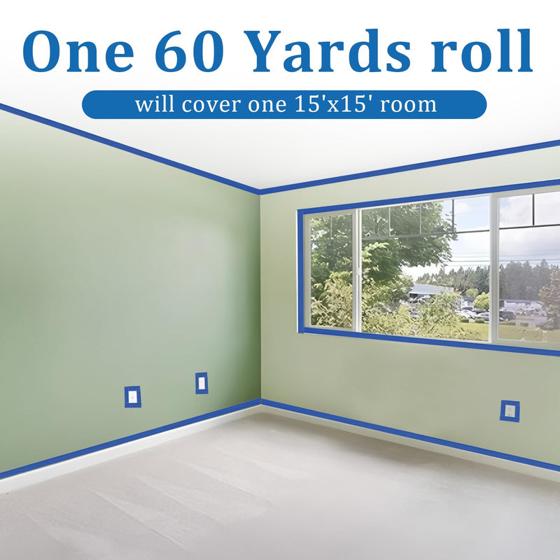 Blue Multi-Surface Painter's Tape (1.88 inches x 60 yards), 6 rolls of blue painter's masking tape, protects surfaces and is easy to remove, suitable for indoor, outdoor, painters, easy to clean off