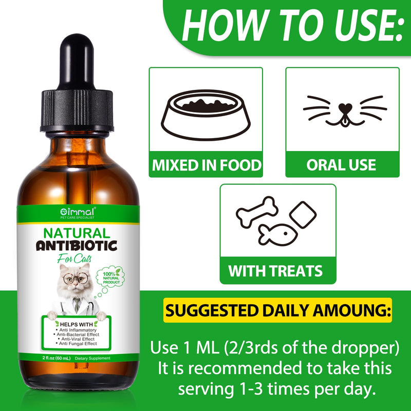 Cat Antibiotics for Infection, Natural Antibiotics for Cats, Cat Multivitamins, Cat Antibiotic Supports Immune and Cat Allergy Itch Relief, Pet Antibiotics Supplements, Chicken Flavor, 4 Fl Oz/2 Pack - PawsPlanet Australia