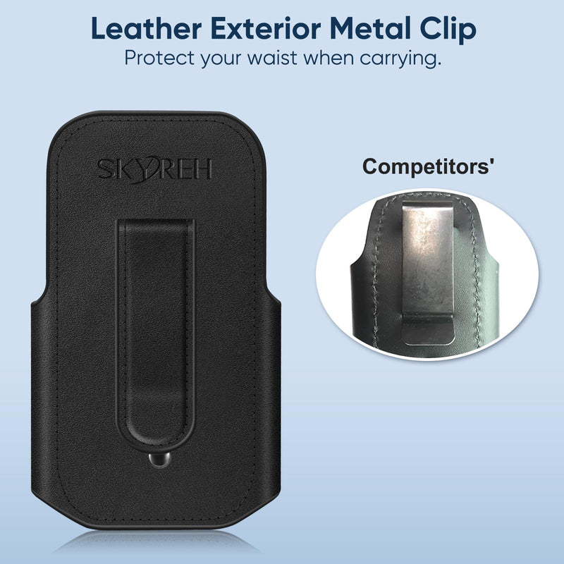 Stethoscope Holder Clip, Magnetic Premium PU Leather Stethoscope Hip Holder Lightweight Portable Holster for Physicians, Nurses, EMT, Medical Students, for 3M Littmann & Most Stethoscope, Black