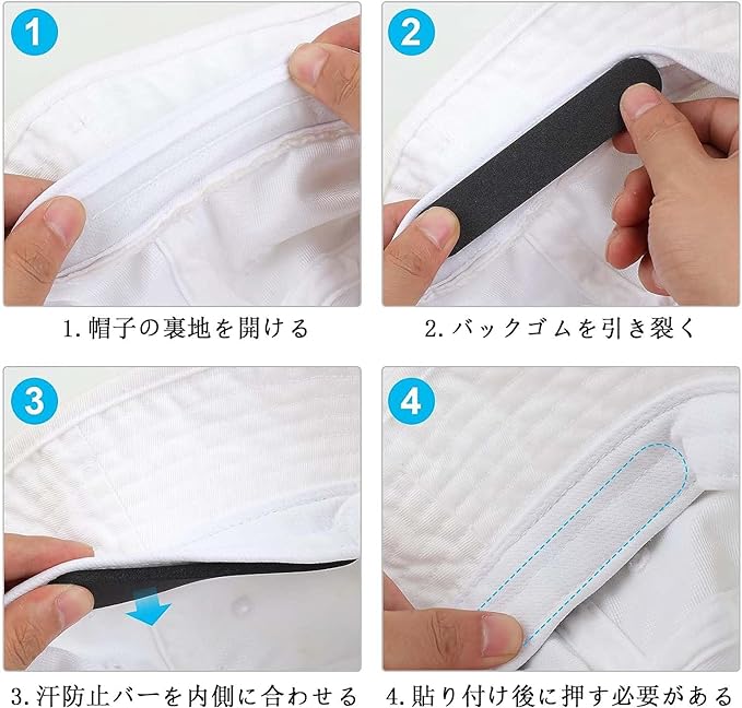 Hat, Sweat Absorbing Pad, 20 Pieces, Hat, Sweat-absorbing Pad, Disposable, Stain Prevention Band, Sweat Absorbent, Stain Prevention, Hat, Helmet, Forehead, Shirt, Collar (Black/White) - NewNest Australia